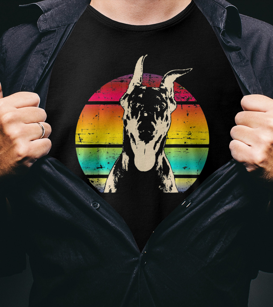 Retro Sunset Doberman Pinscher T-Shirt