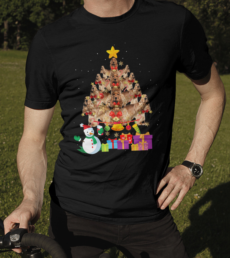 Cocker Spaniel Christmas Tree With Star Snowman And Presents T-Shirt