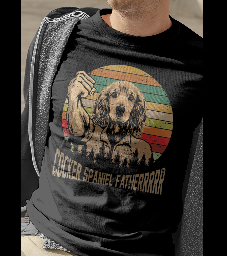 Cocker Spaniel Fatherrrr Retro Dog T-Shirt