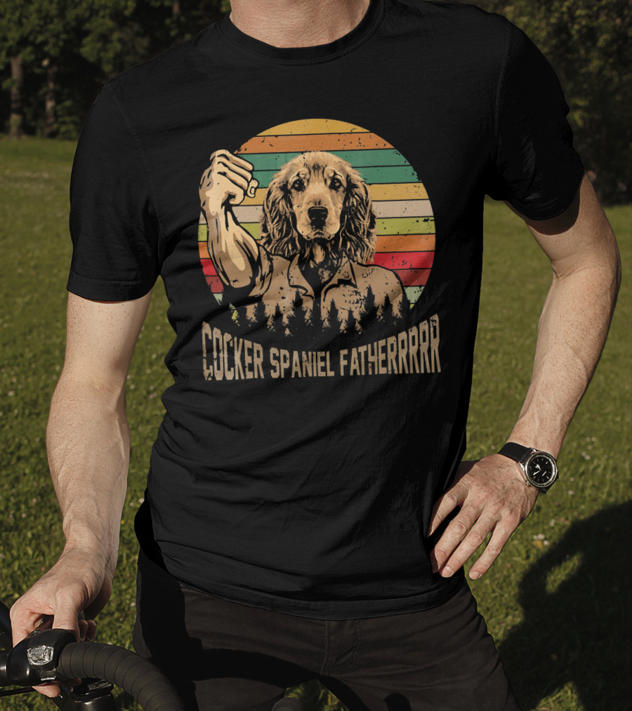 Cocker Spaniel Fatherrrr Retro Dog T-Shirt