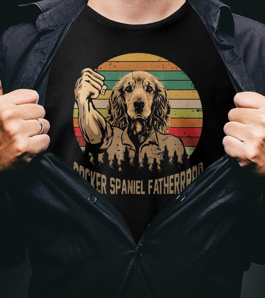 Cocker Spaniel Fatherrrr Retro Dog T-Shirt