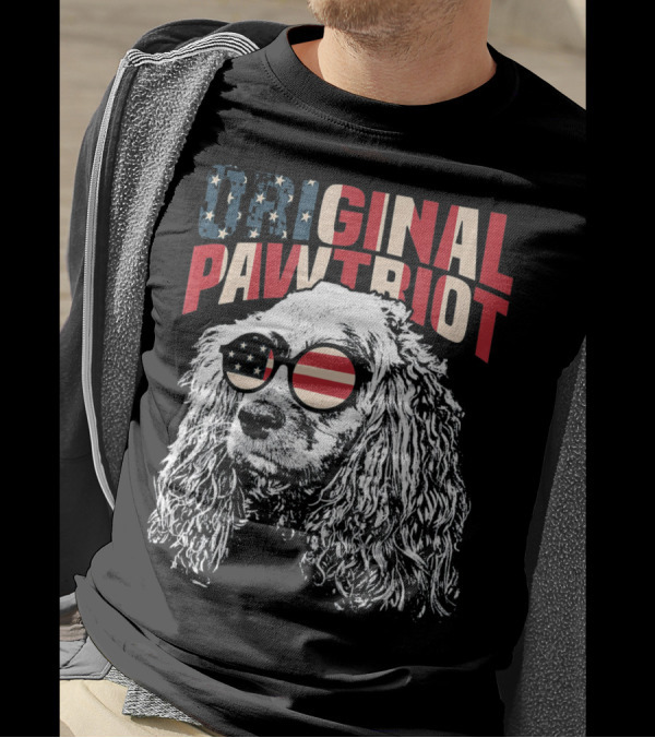 Cocker Spaniel Original Pawtriot American Flag July 4th Funny T-Shirt