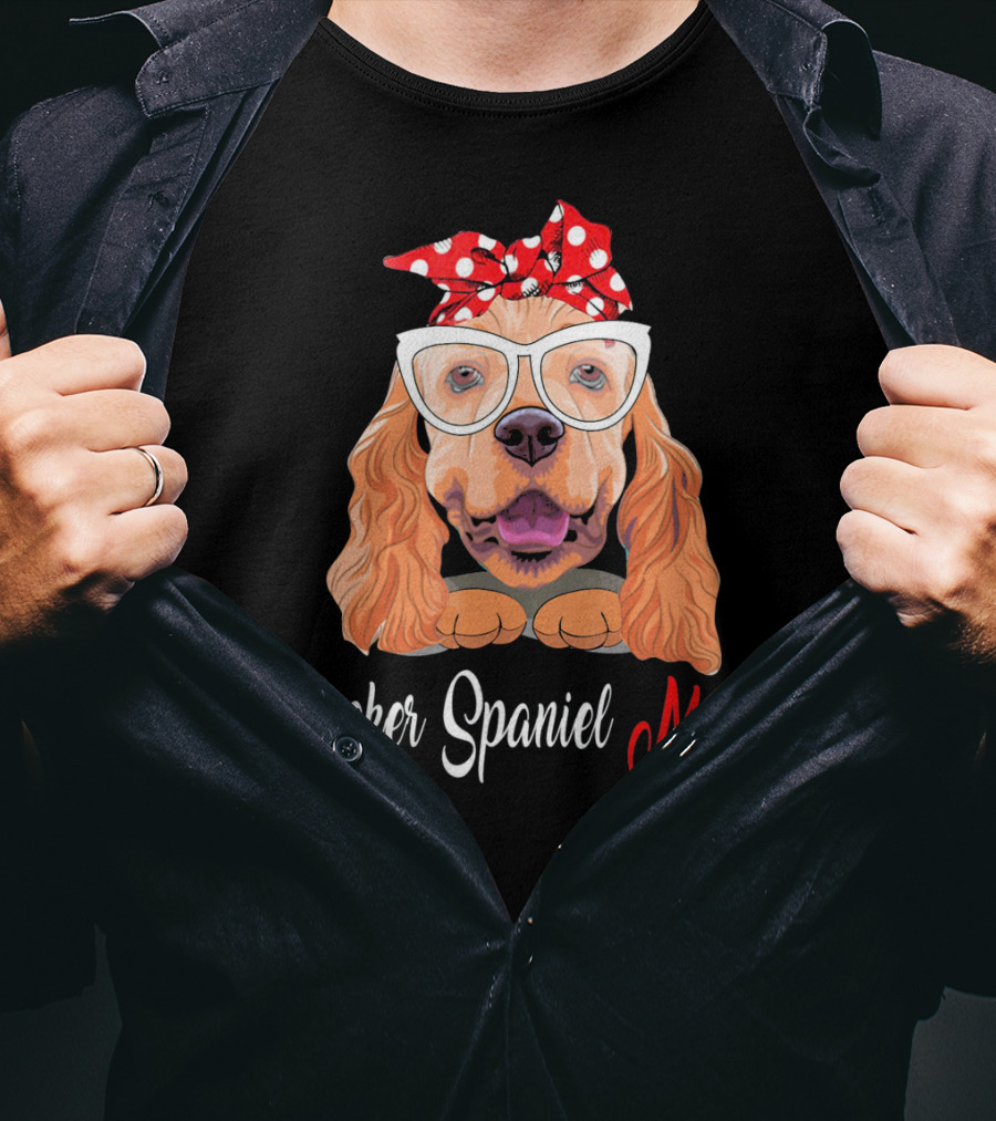 Cocker Spaniel Mom With Polka Dot Bandana And Glasses T-Shirt