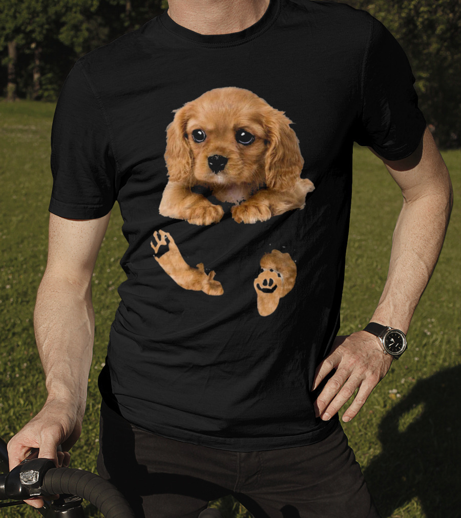 Cocker Spaniel Puppy In Pocket With Paw Prints T-Shirt