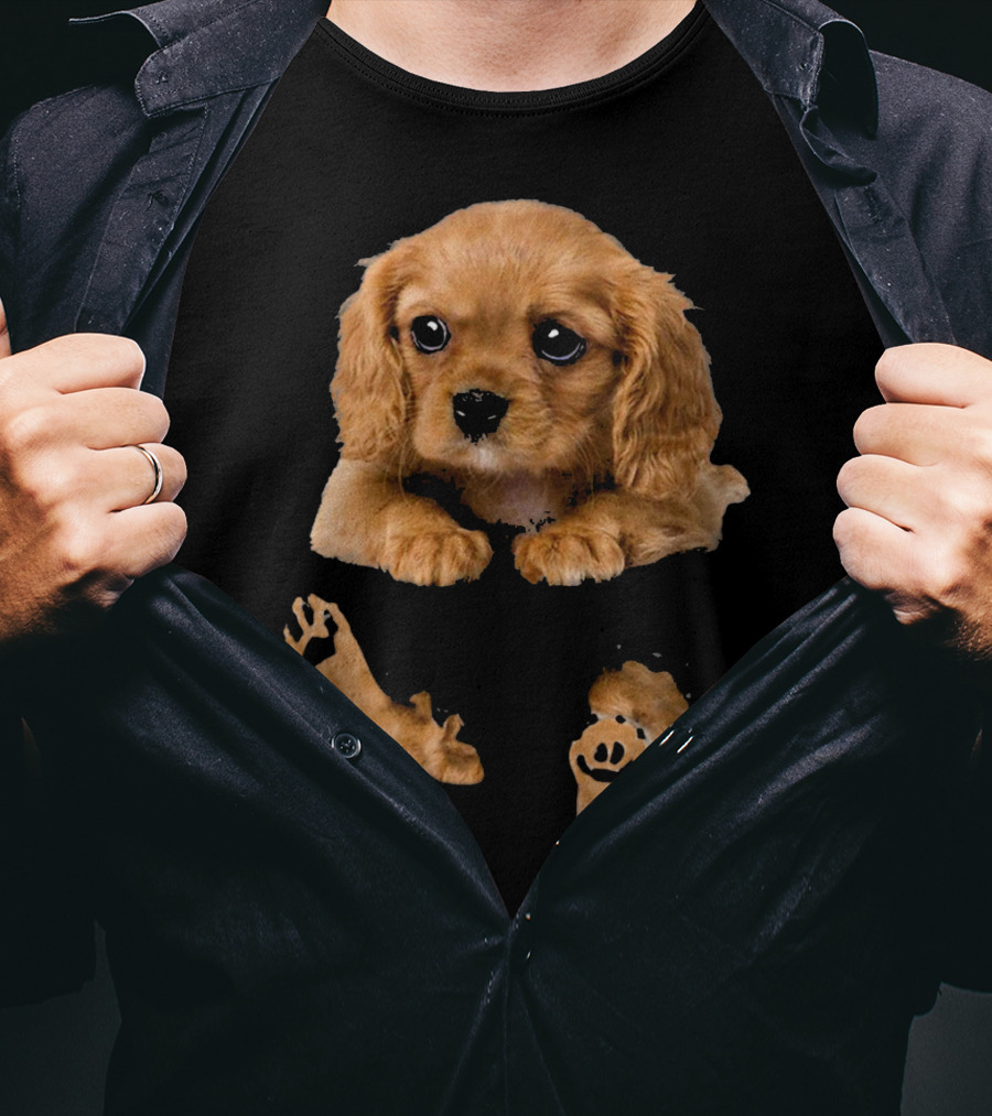 Cocker Spaniel Puppy In Pocket With Paw Prints T-Shirt