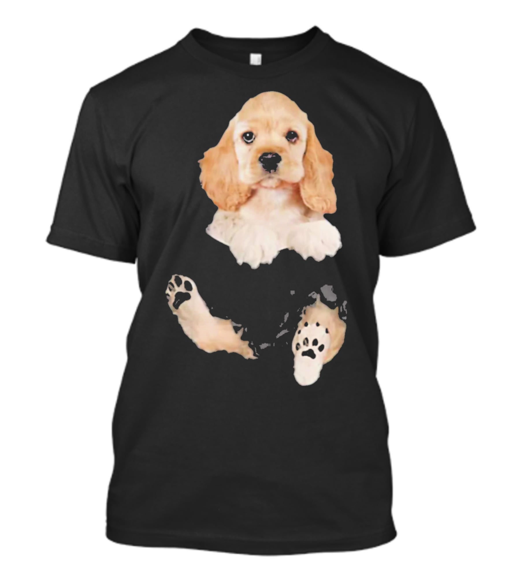 Cocker Spaniel Pocket Dog Lover Puppy Face Paw Prints T-Shirt