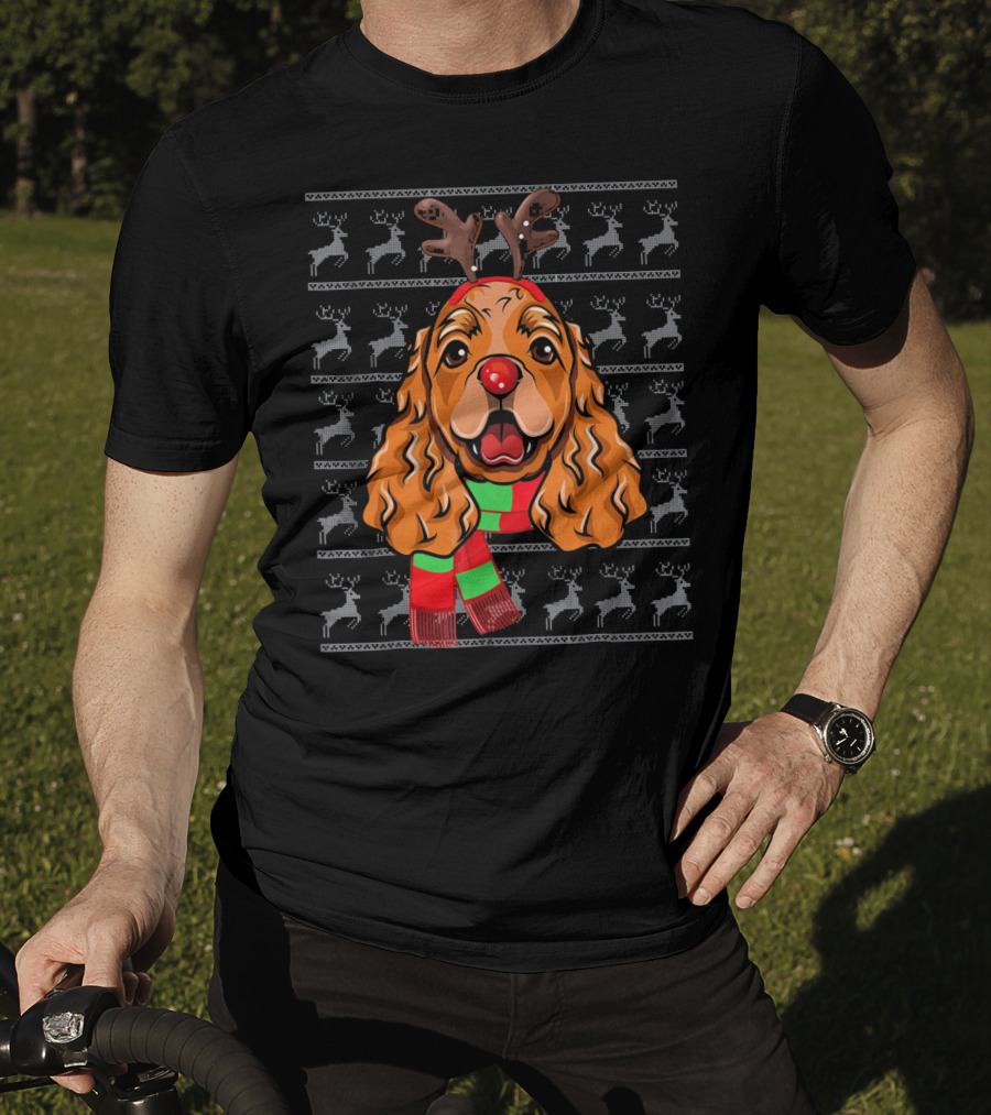 Cocker Spaniel Reindeer Holiday T-Shirt