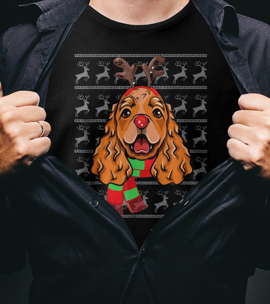 Cocker Spaniel Reindeer Holiday T-Shirt