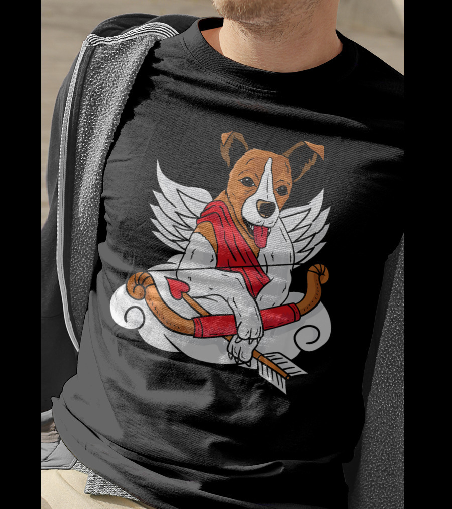 Cupid Jack Russell Terrier With Bow And Arrow For Dog Lovers T-Shirt