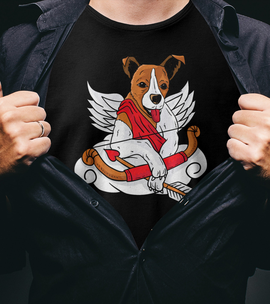 Cupid Jack Russell Terrier With Bow And Arrow For Dog Lovers T-Shirt