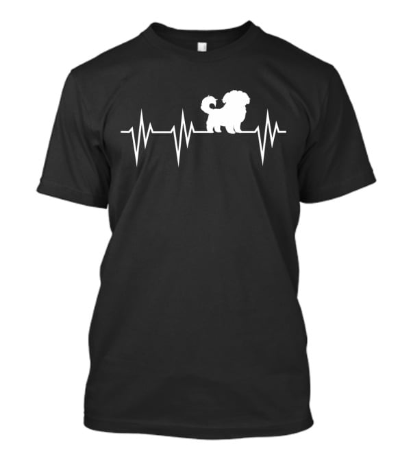 Cute Maltese Dog Heartbeat Pulse Maltese Dog T-Shirt