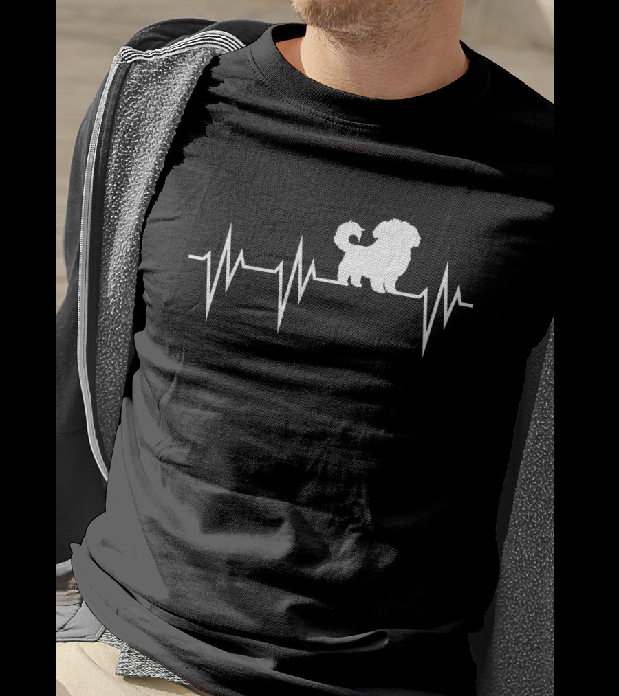 Cute Maltese Dog Heartbeat Pulse Maltese Dog T-Shirt