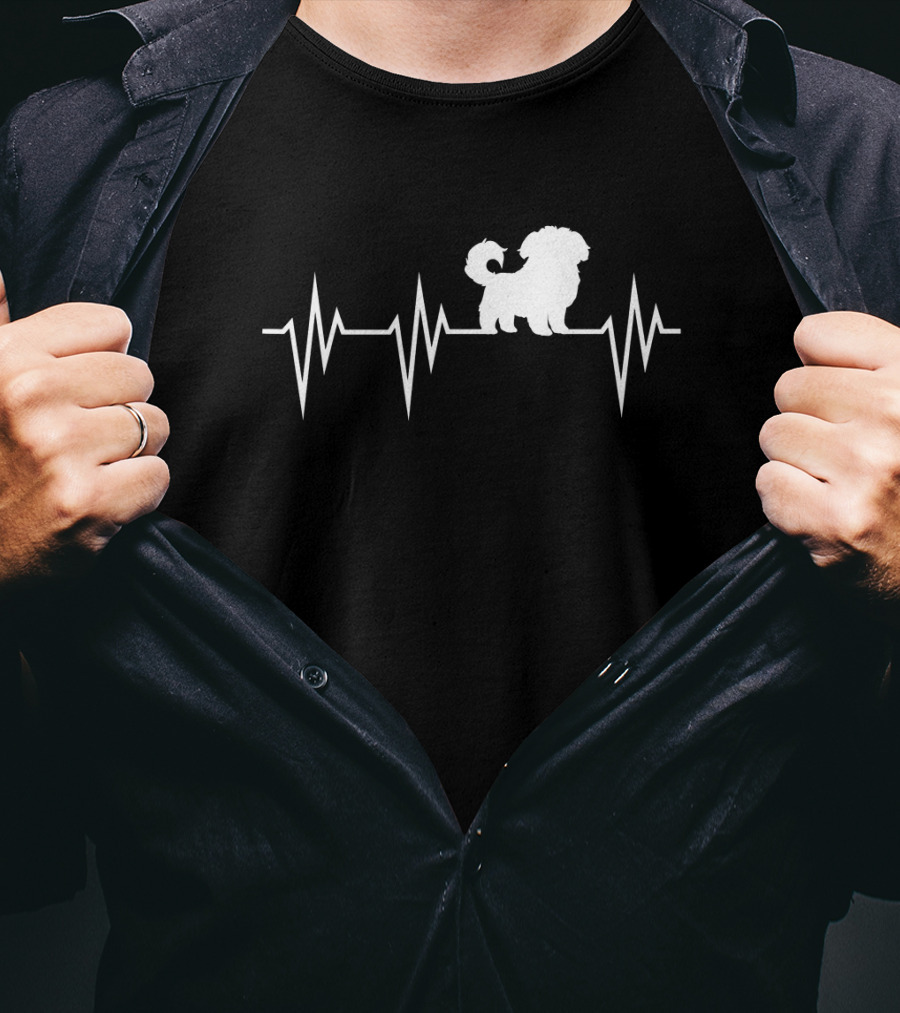 Cute Maltese Dog Heartbeat Pulse Maltese Dog T-Shirt