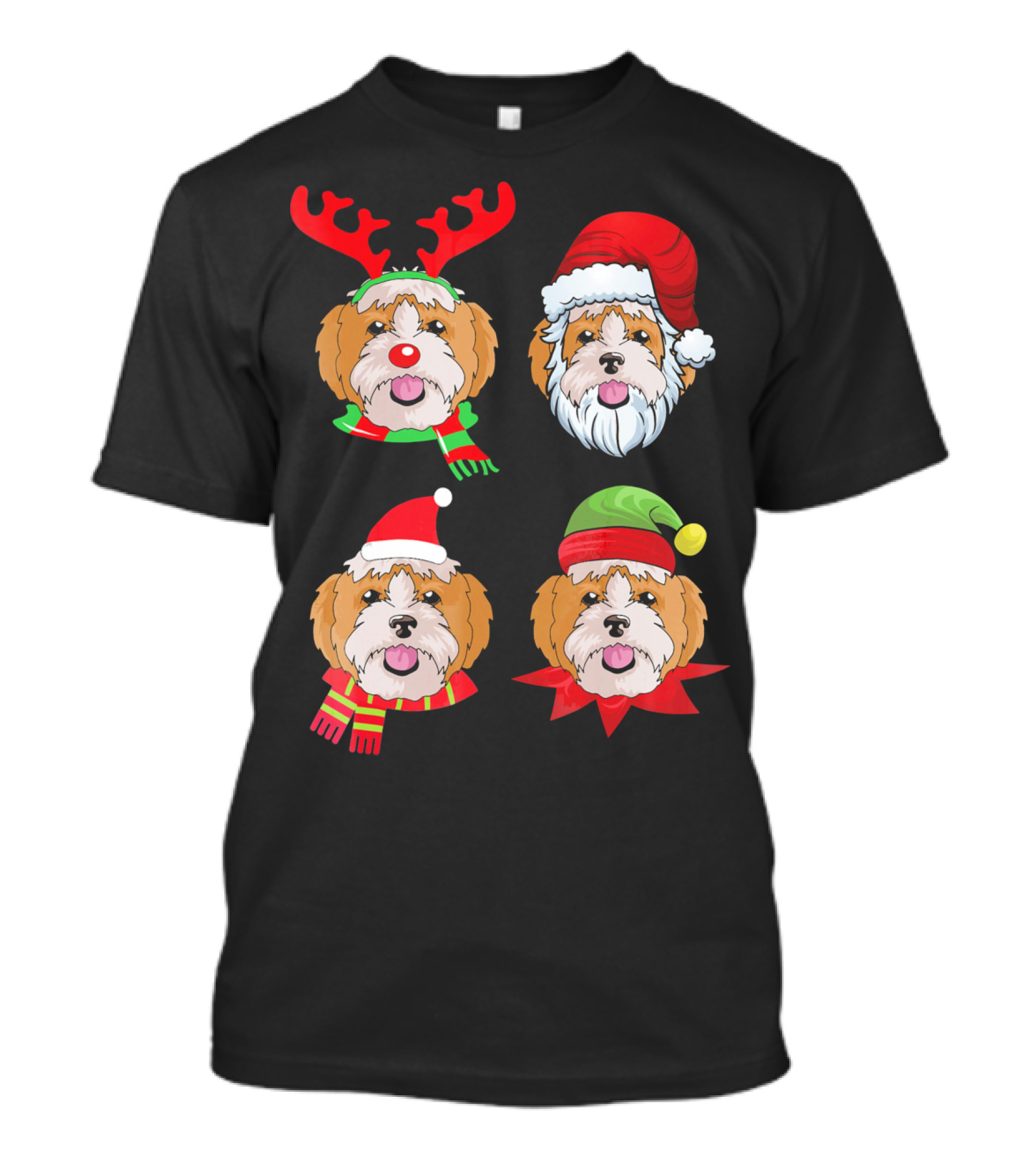 Cute Shih Tzu Christmas Santa Dog Reindeer Holiday Hats T-Shirt