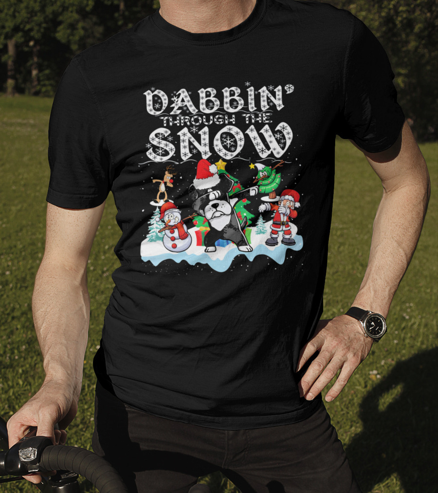 Dabbin' Through The Snow Rottweiler Christmas Santa Snowman Reindeer T-Shirt