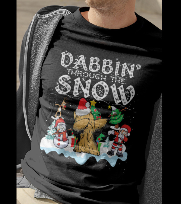 Dabbin' Through The Snow Christmas Shih Tzu Santa Trees Snowman Reindeer T-Shirt
