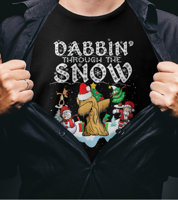 Dabbin' Through The Snow Christmas Shih Tzu Santa Trees Snowman Reindeer T-Shirt
