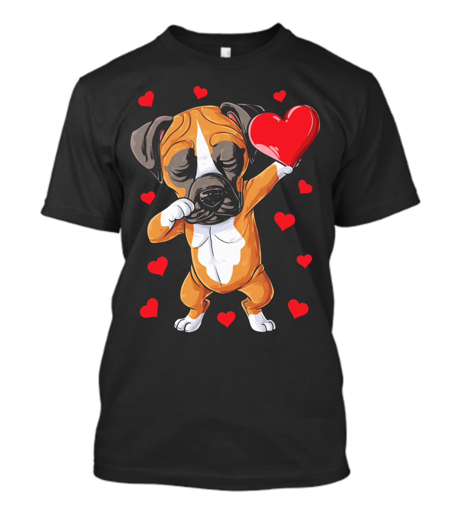 Boxer Dog Dabbing Valentine Heart For Dog Lovers T-Shirt