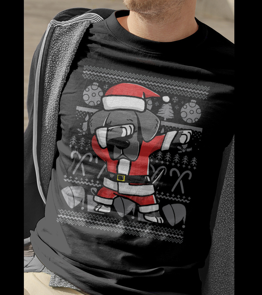 Dabbing Great Dane Dog Santa Ugly Christmas T-Shirt