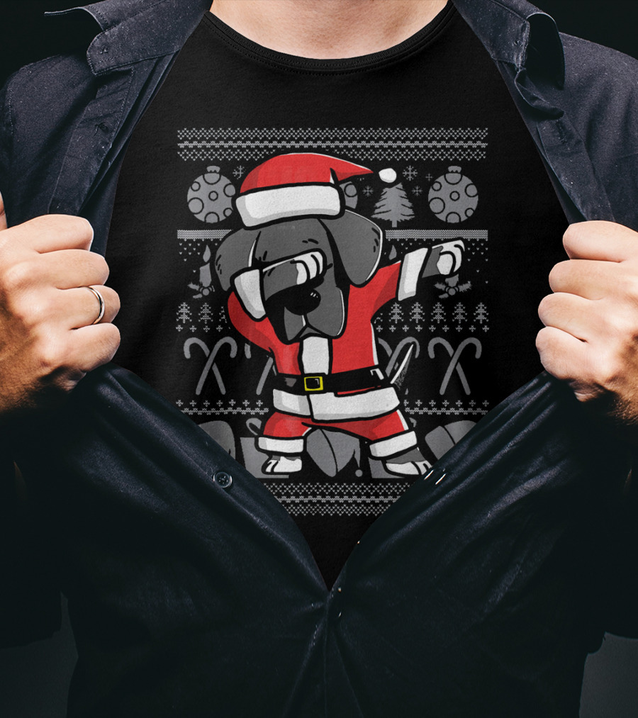 Dabbing Great Dane Dog Santa Ugly Christmas T-Shirt