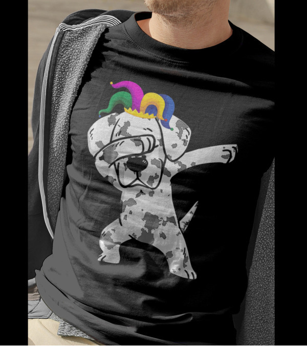 Dabbing Great Dane Jester Hat Mardi Gras Dance Fun T-Shirt