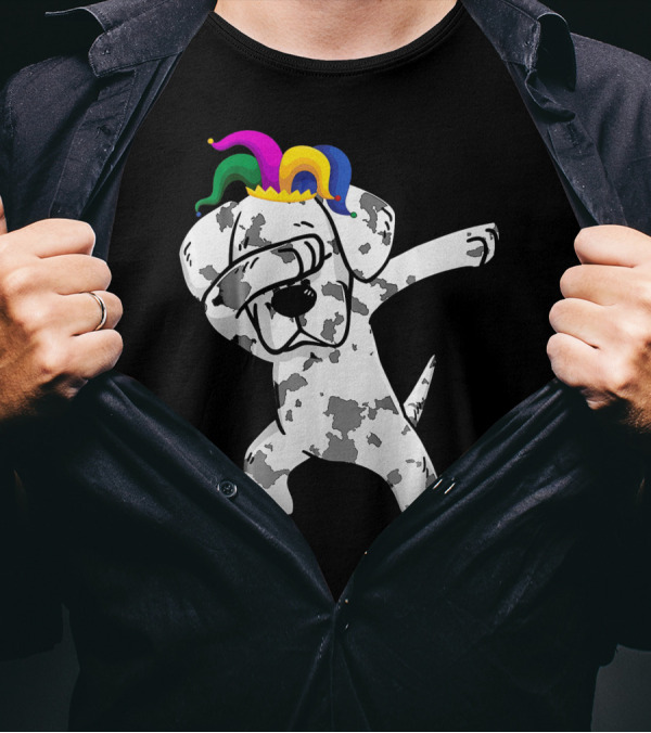 Dabbing Great Dane Jester Hat Mardi Gras Dance Fun T-Shirt