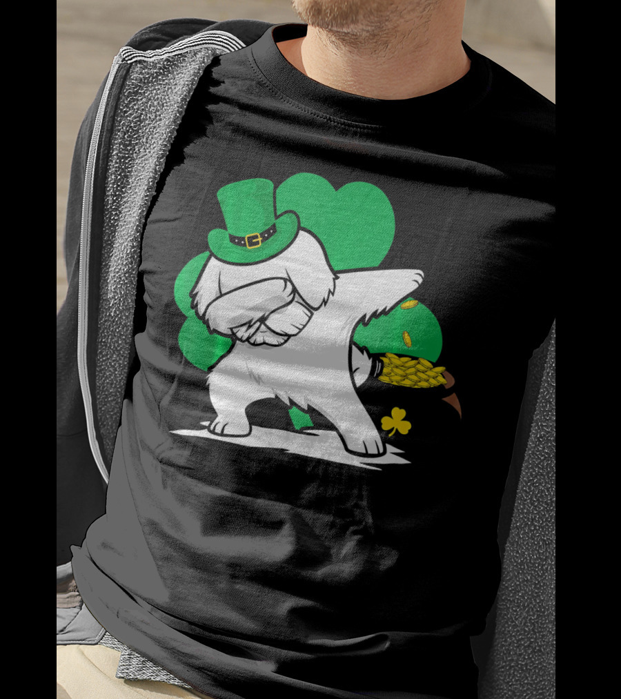 Maltese Dog Dabbing Leprechaun Dance St Patricks Day T-Shirt