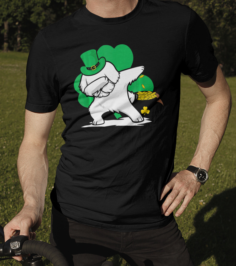 Maltese Dog Dabbing Leprechaun Dance St Patricks Day T-Shirt