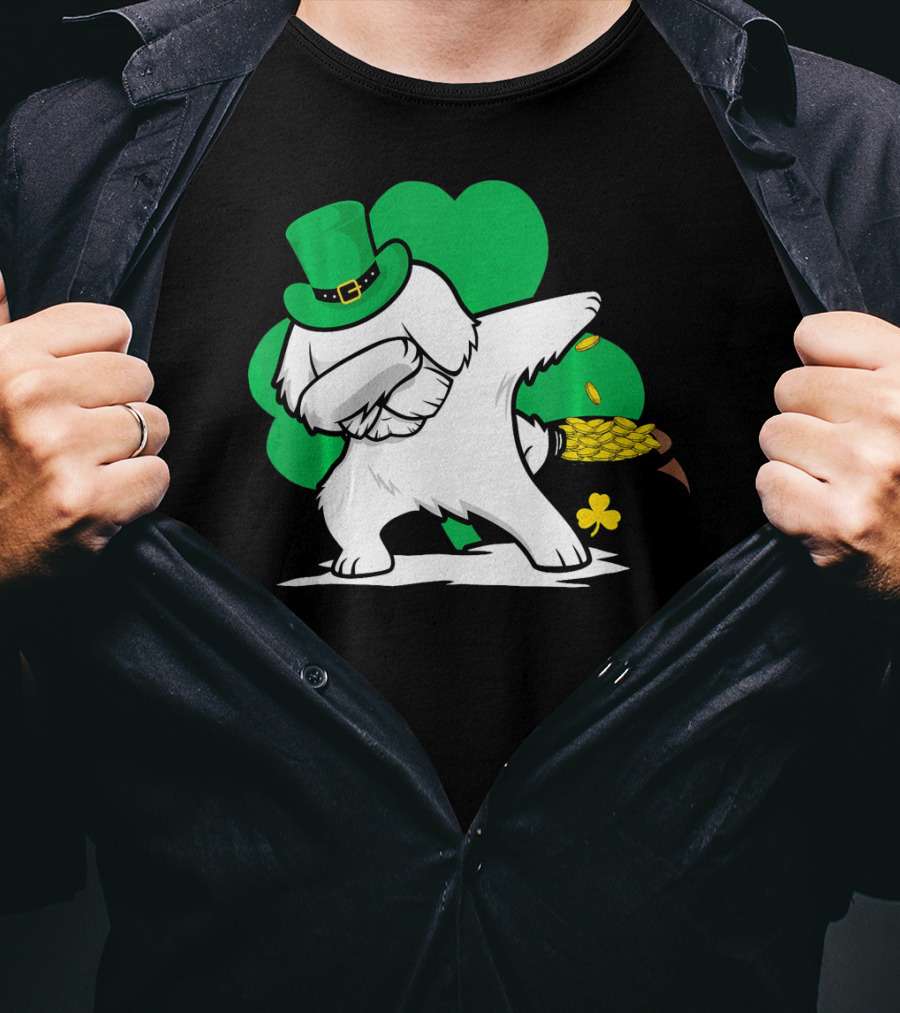 Maltese Dog Dabbing Leprechaun Dance St Patricks Day T-Shirt