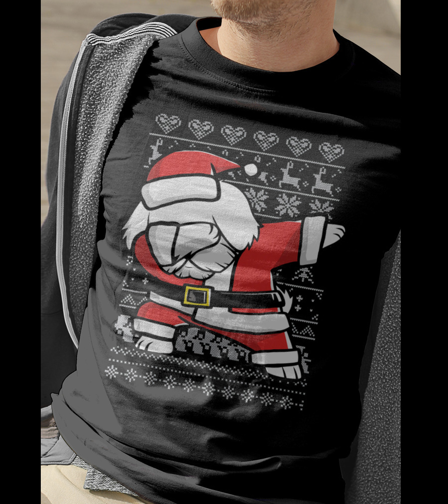 Maltese Santa Dab Reindeer Snowflakes Hearts Ugly T-Shirt