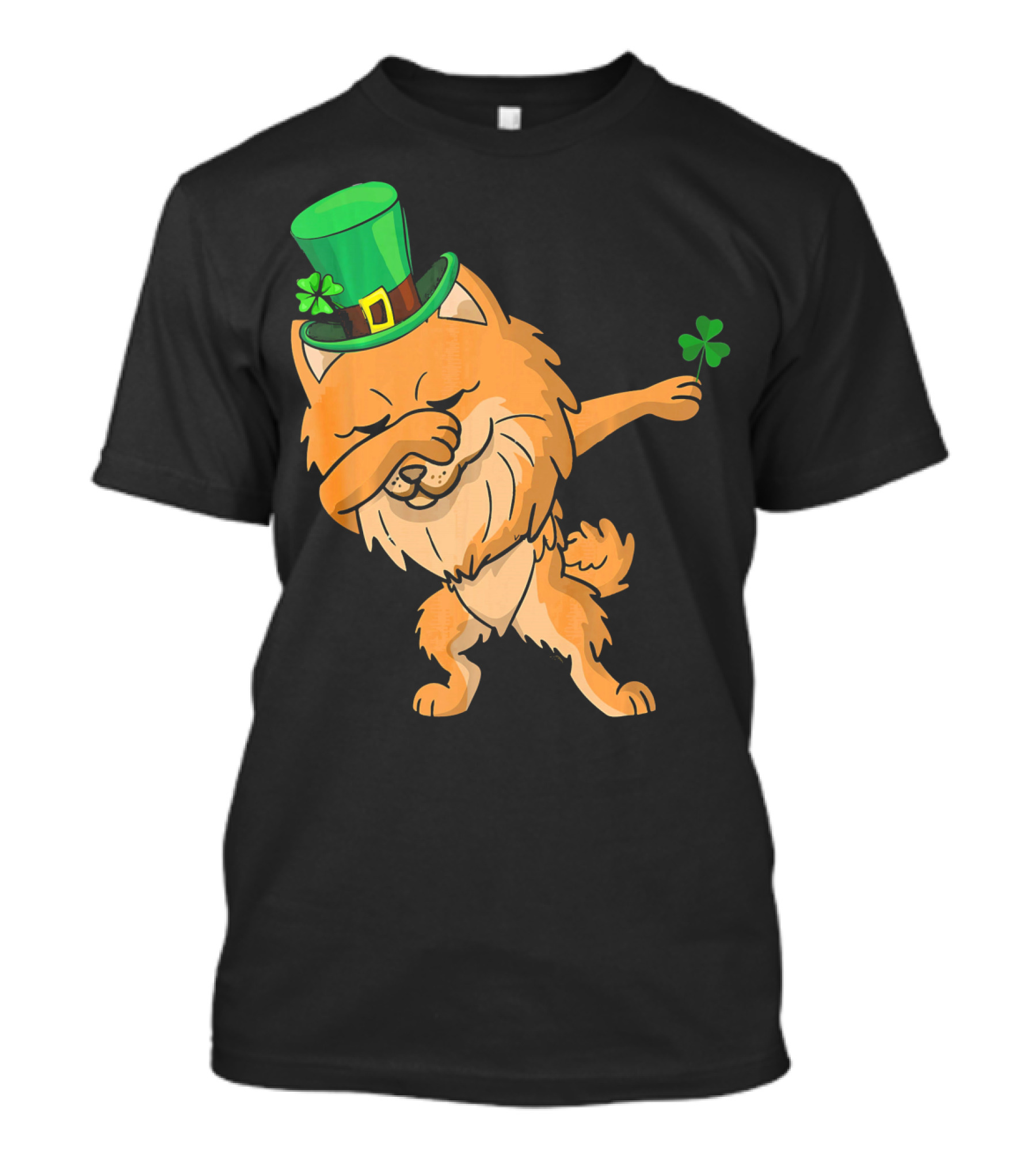 St Patricks Dabbing Pomeranian Leprechaun With Shamrock T-Shirt