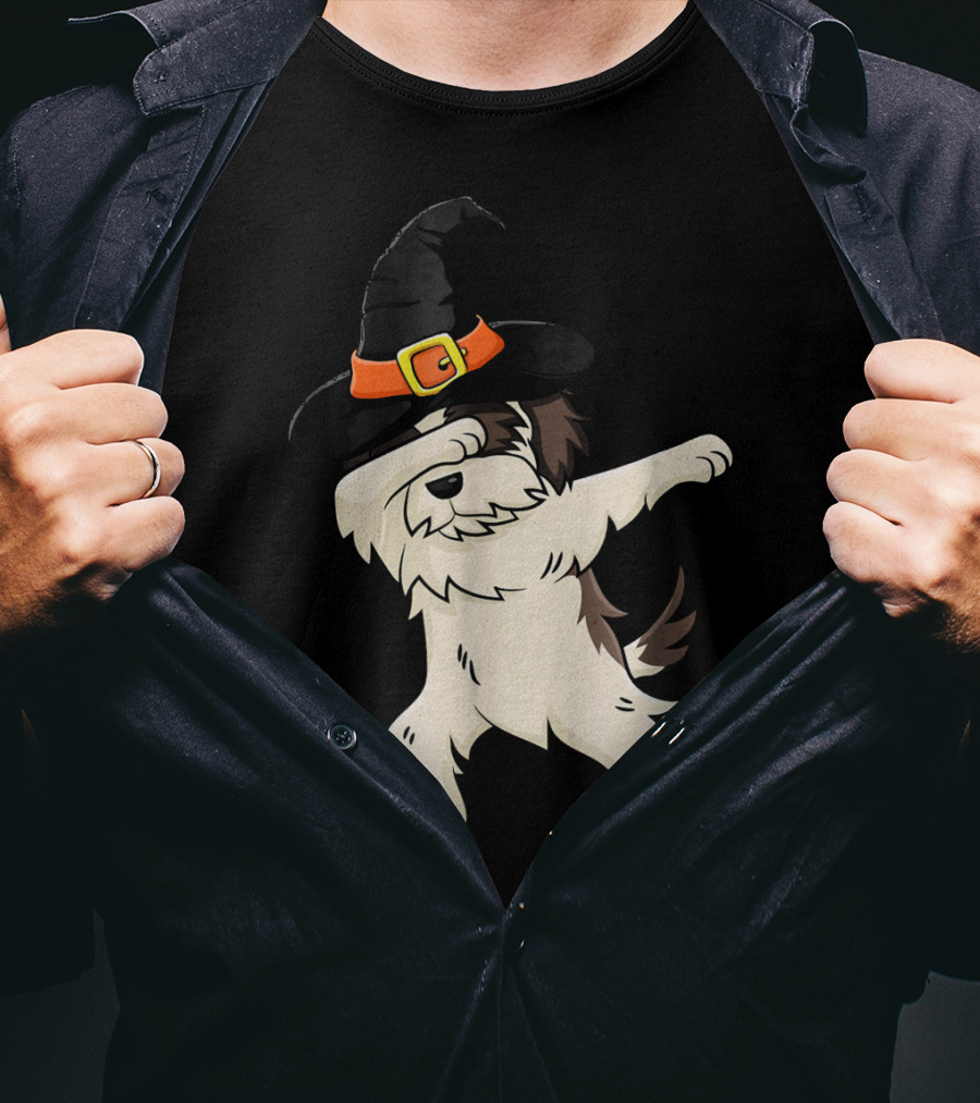 Dabbing Shih Tzu In Witch Hat Halloween T-Shirt