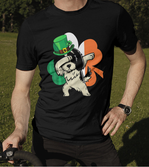 Dabbing Shih Tzu Shamrock Irish Hat Flag T-Shirt