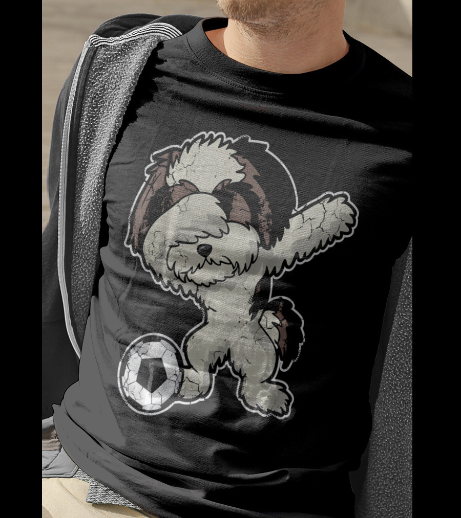 Dabbing Shih Tzu Soccer Dog With Ball T-Shirt