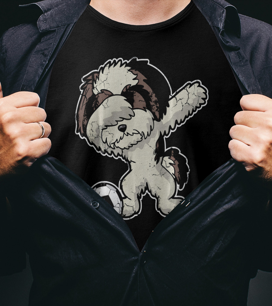 Dabbing Shih Tzu Soccer Dog With Ball T-Shirt