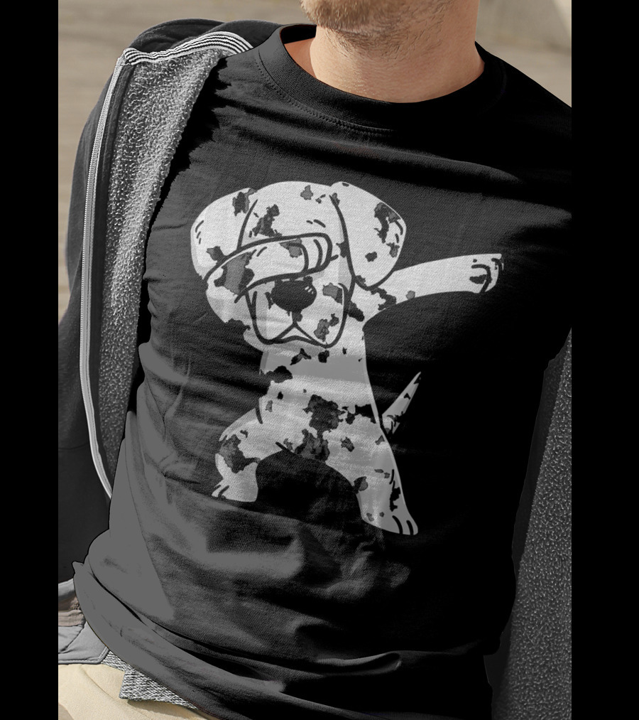 Dabbing White Great Dane Dab Dance Spotted Dog T-Shirt