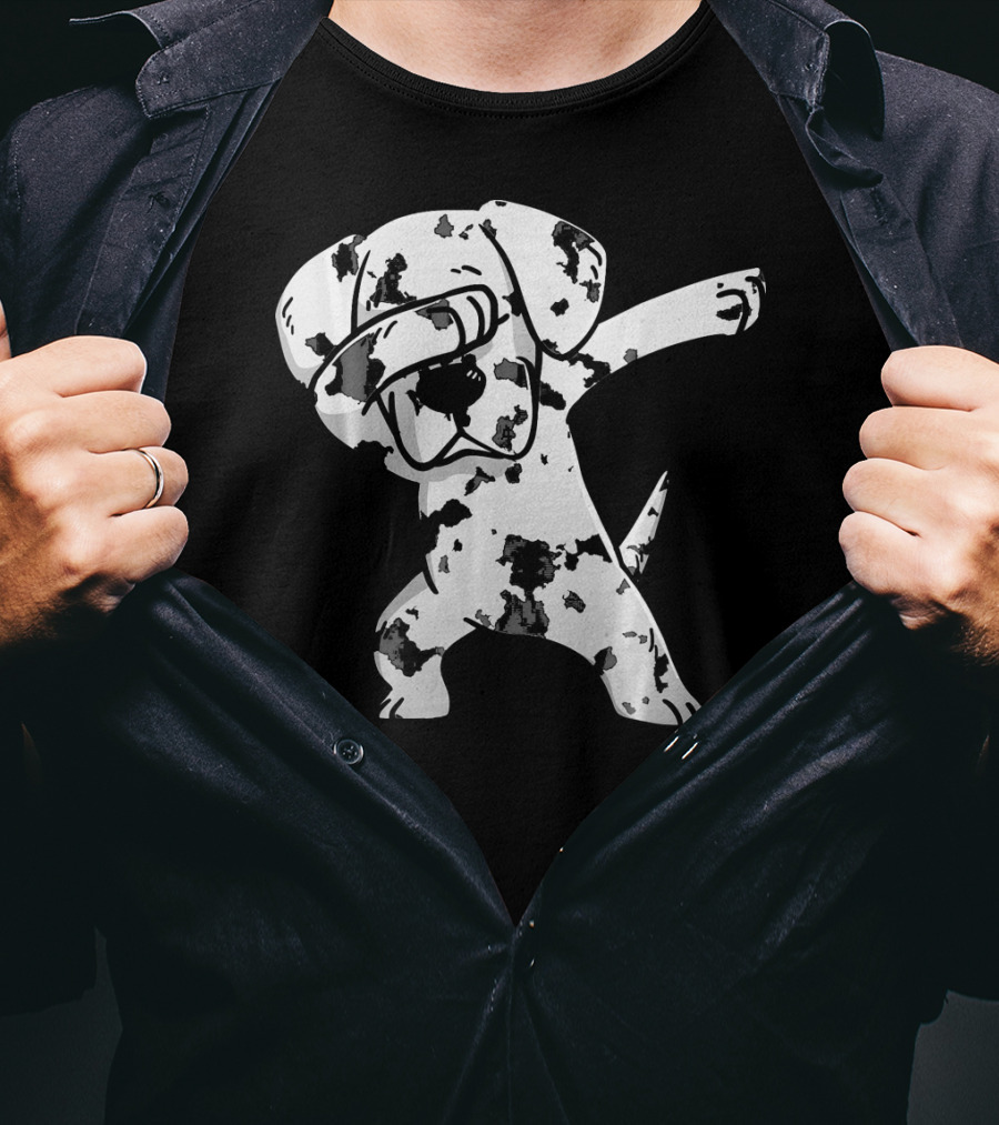 Dabbing White Great Dane Dab Dance Spotted Dog T-Shirt