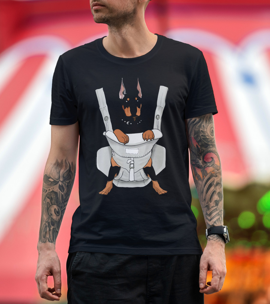 Carrier Doberman with Cartoon Baby Harness T-Shirt