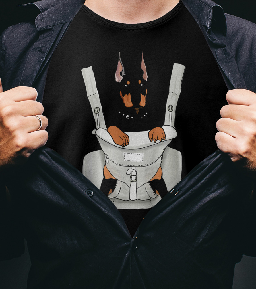 Carrier Doberman With Cartoon Baby Harness T-Shirt