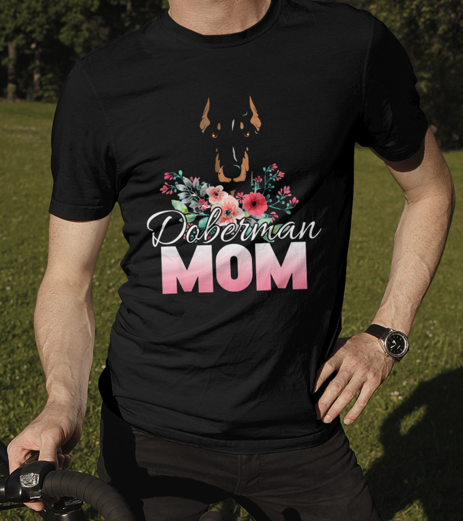 Doberman Mom Floral T-Shirt