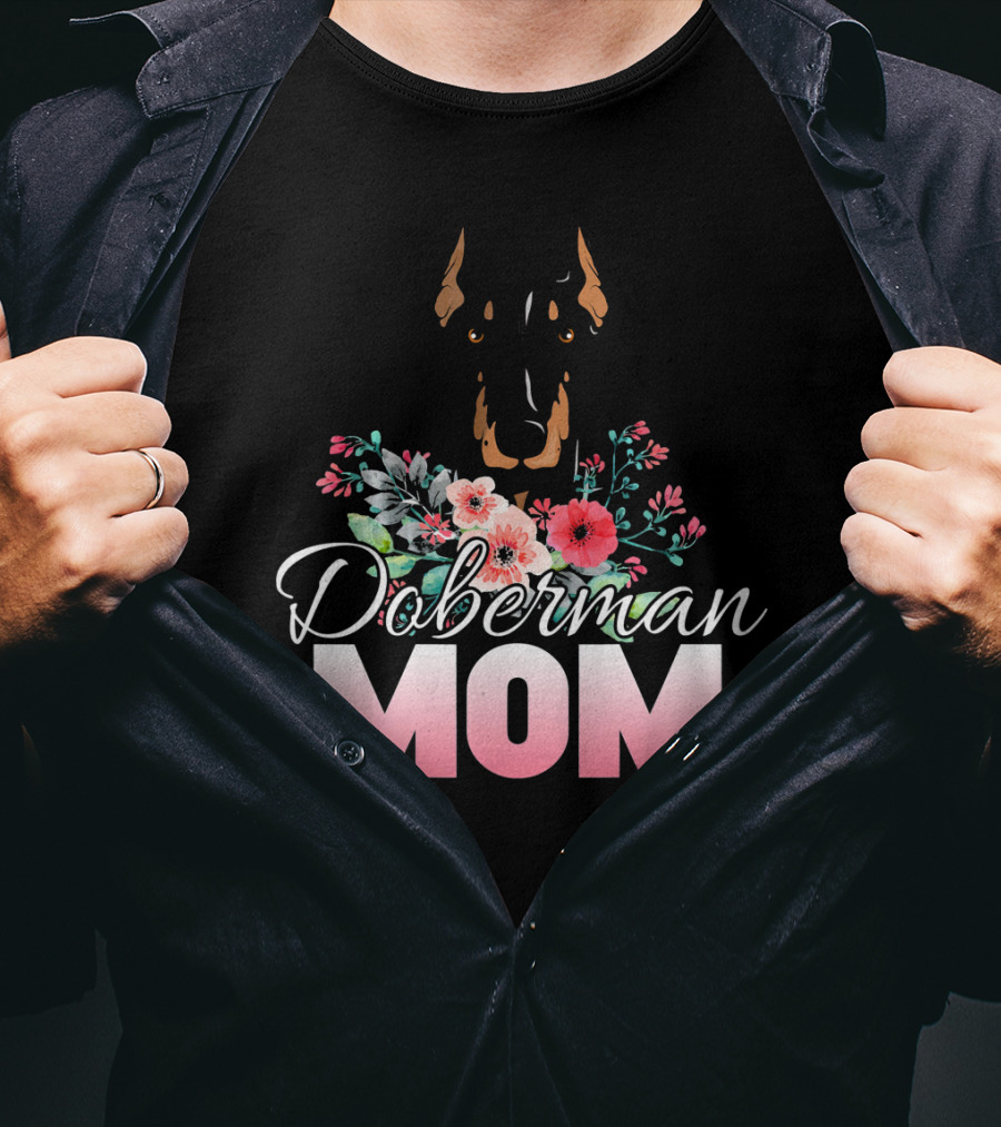 Doberman Mom Floral T-Shirt