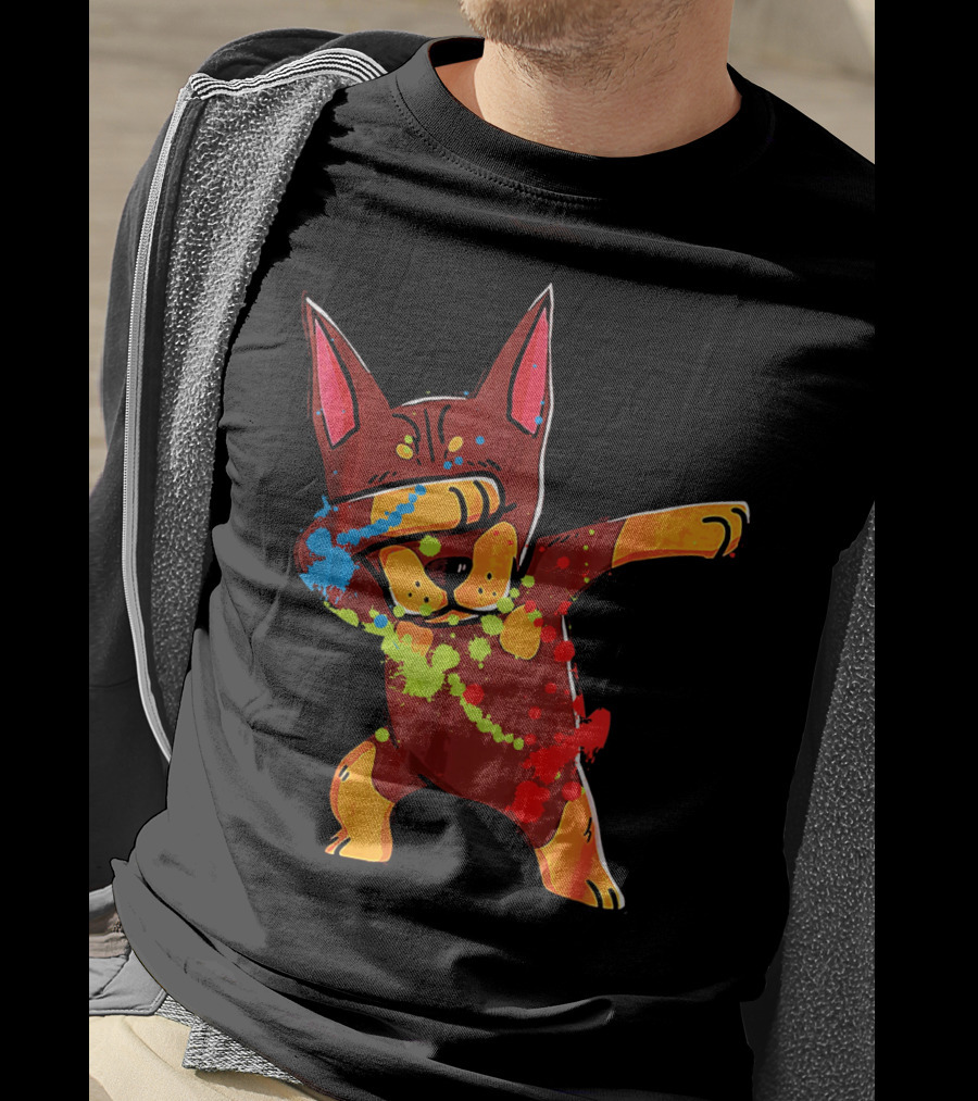 Doberman Pinscher Colorful Dabbing Funny Dab Dance T-Shirt