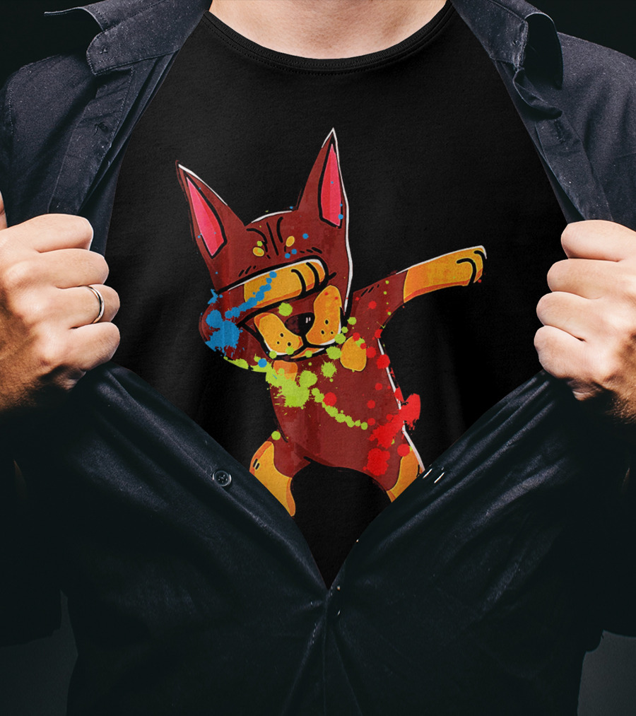 Doberman Pinscher Colorful Dabbing Funny Dab Dance T-Shirt