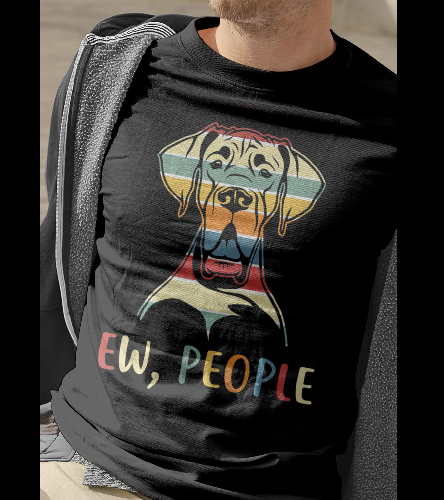 Ew People Funny Great Dane Striped Retro T-Shirt