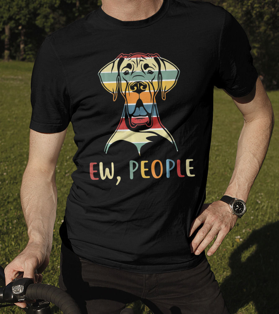 Ew People Funny Great Dane Striped Retro T-Shirt