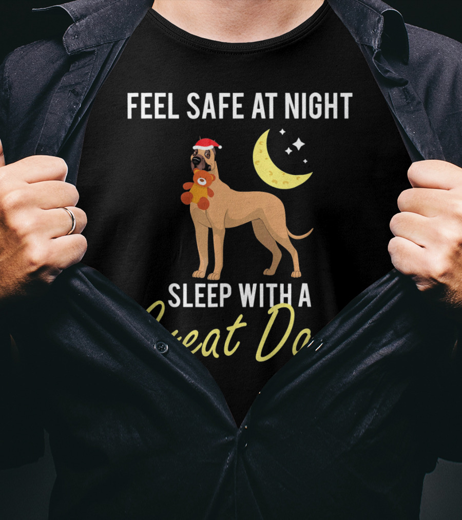 Feel Safe At Night With A Great Dane Under The Moon And Stars T-Shirt