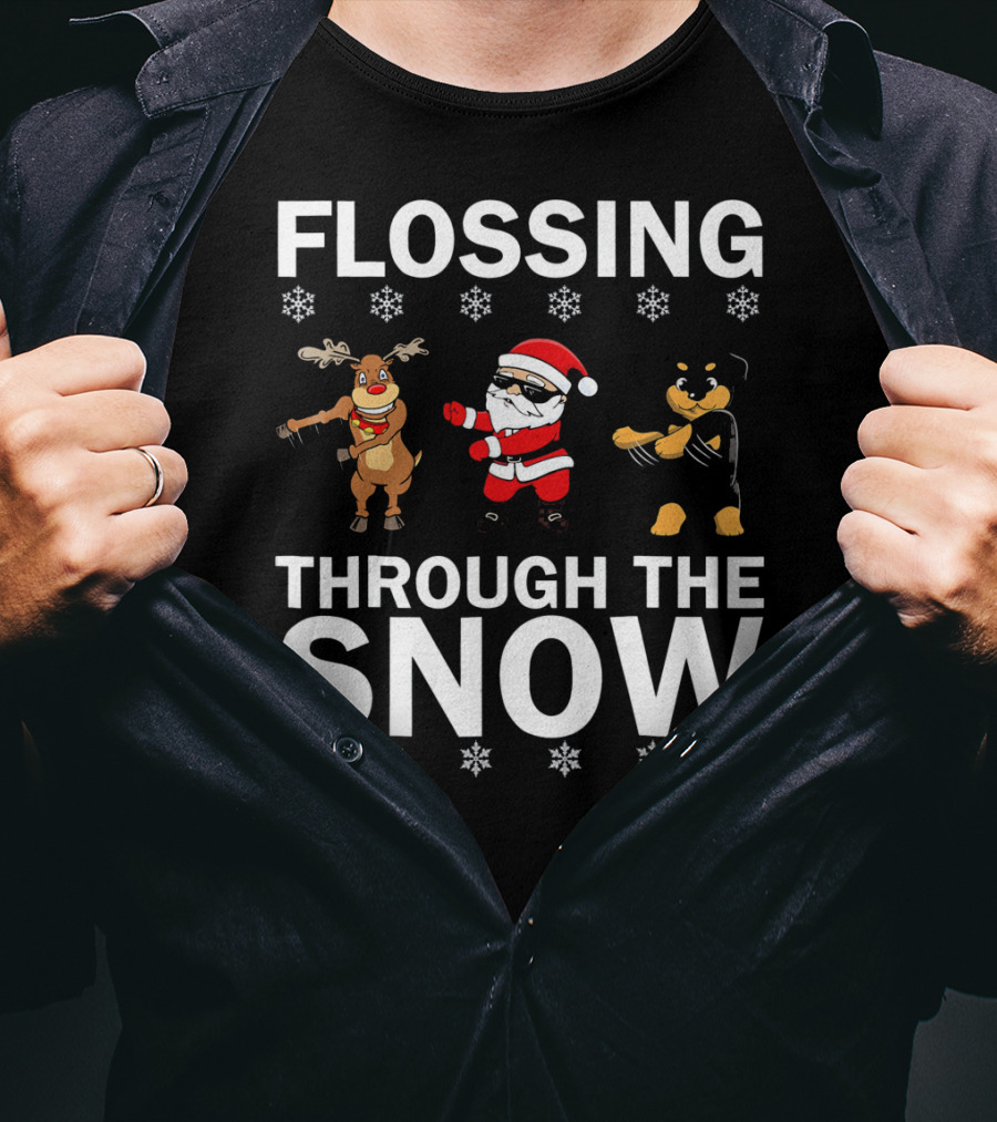 Flossing Through The Snow Santa Reindeer Rottweiler T-Shirt