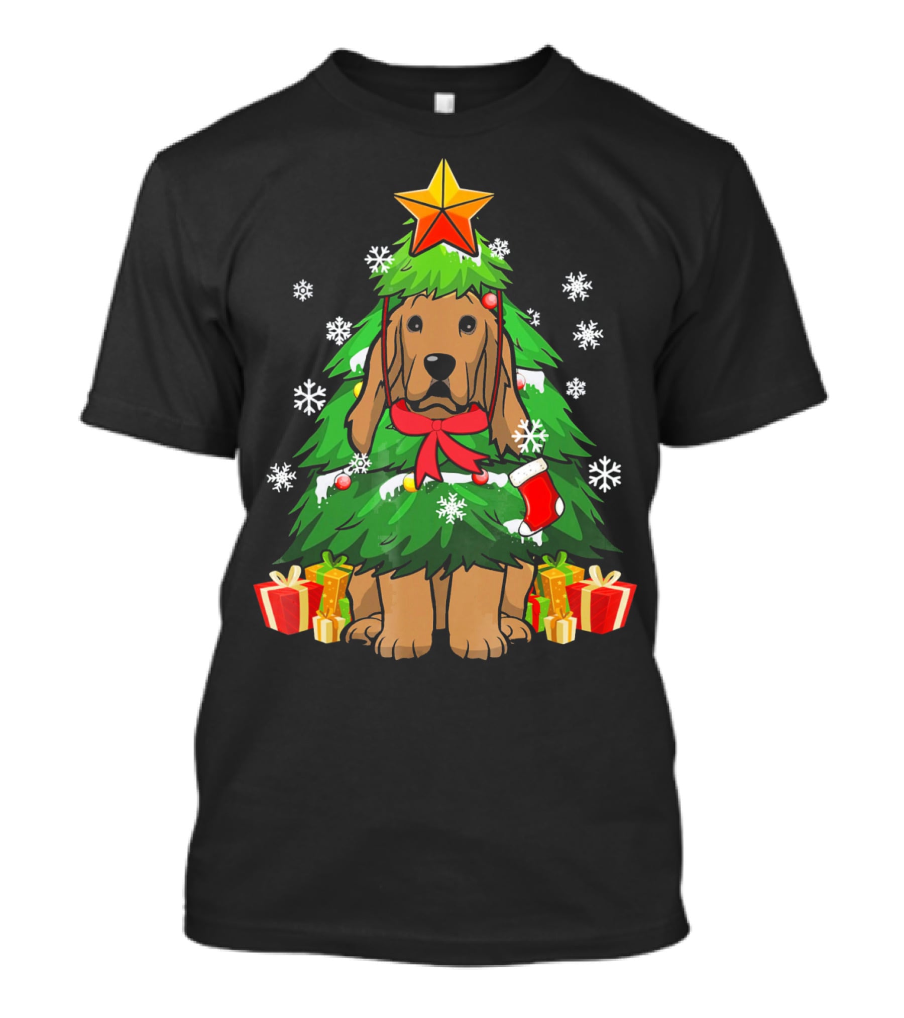 Cocker Spaniel Christmas Tree With Gifts And Snowflakes T-Shirt