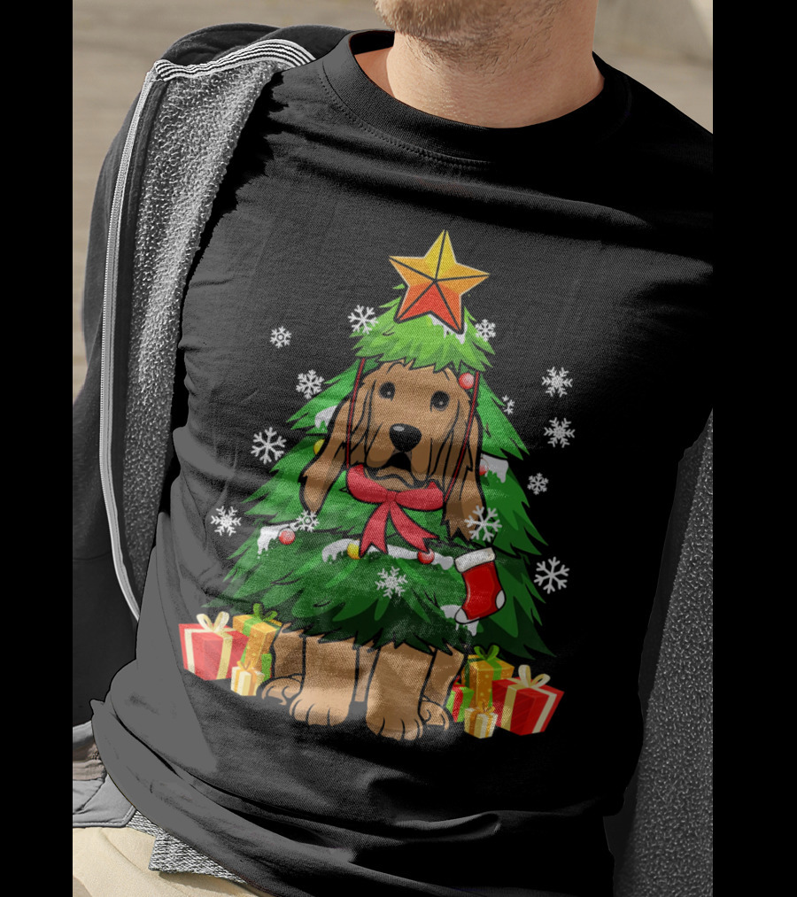 Cocker Spaniel Christmas Tree With Gifts And Snowflakes T-Shirt