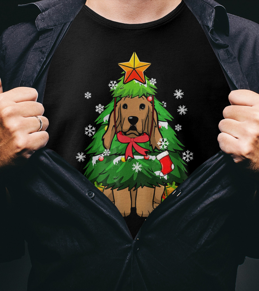 Cocker Spaniel Christmas Tree With Gifts And Snowflakes T-Shirt